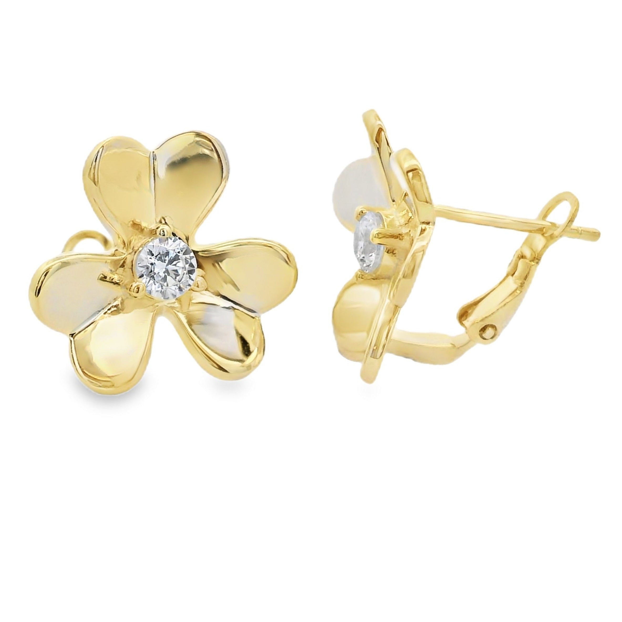 Genuine Cubic Zirconia Flower Earrings Sterling Silver by Bids.com