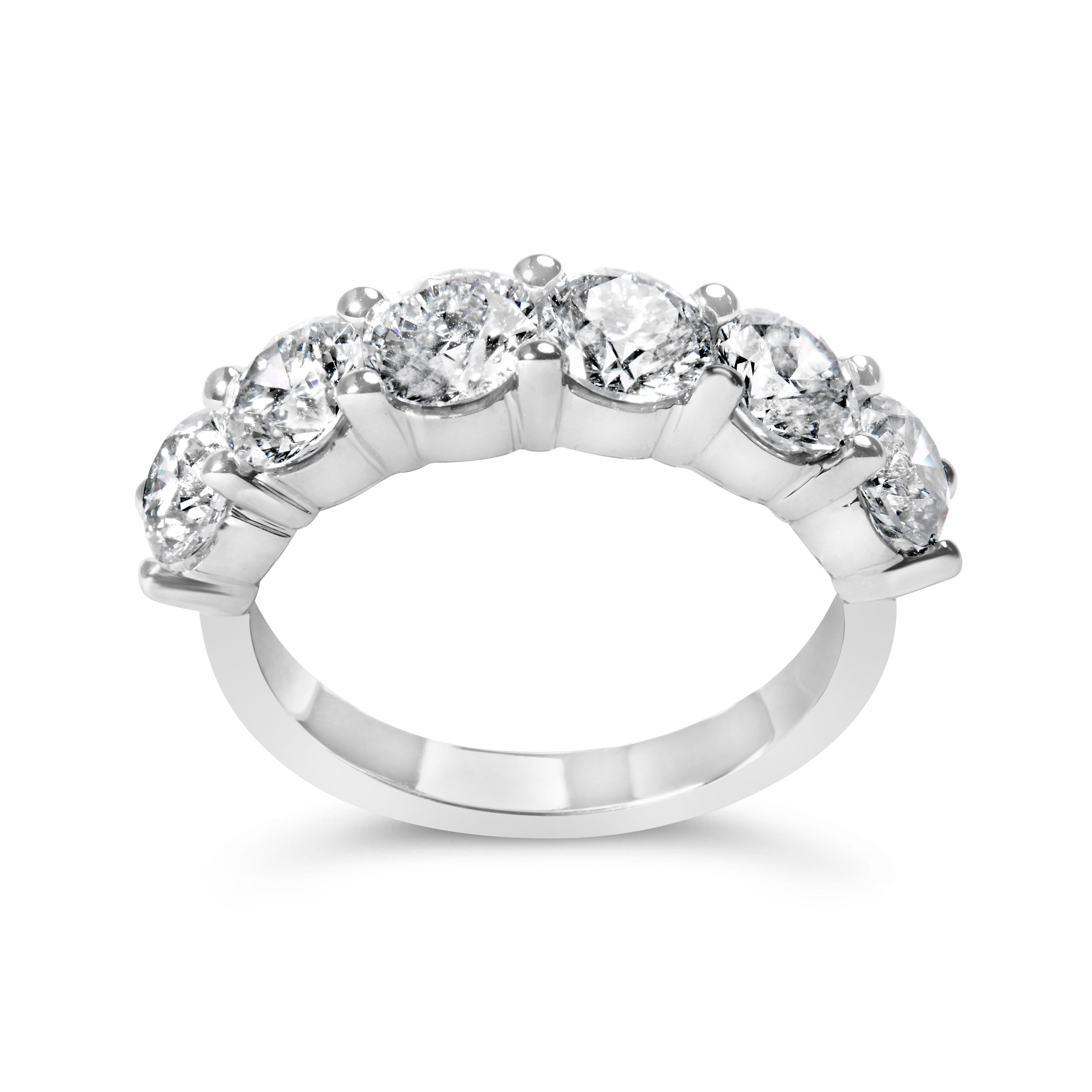 14K White Gold 3.0 Cttw Lab-Grown Diamond Shared Prong Set 6 Stone Band Ring (G-H Color, VS2-SI1 Clarity) - Ring Size 7  DestGlow
