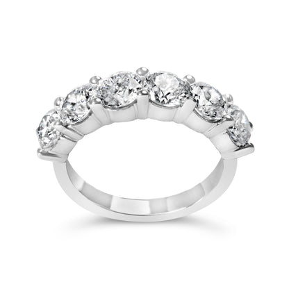 14K White Gold 3.0 Cttw Lab-Grown Diamond Shared Prong Set 6 Stone Band Ring (G-H Color, VS2-SI1 Clarity) - Ring Size 7  DestGlow