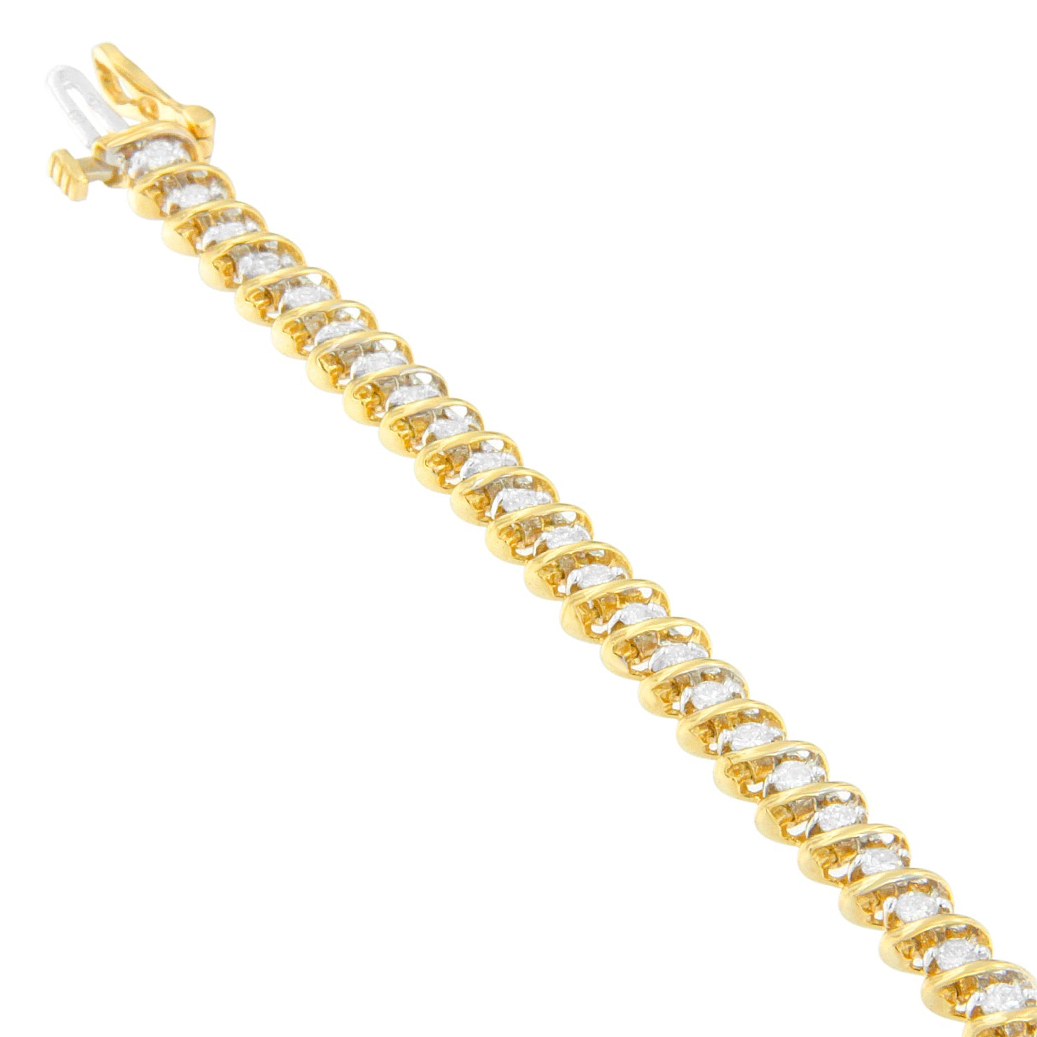 18K Yellow Gold Round Cut Diamond Spiral Link Bracelet (2.00 cttw, I-J Color, I1-I2 Clarity) by Bids.com