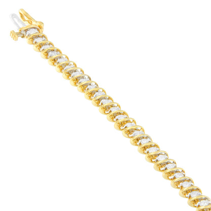 18K Yellow Gold Round Cut Diamond Spiral Link Bracelet (2.00 cttw, I-J Color, I1-I2 Clarity) by Bids.com