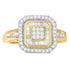10K Yellow Gold 1/2 Cttw Diamond Square Cluster Cocktail Ring  DestGlow