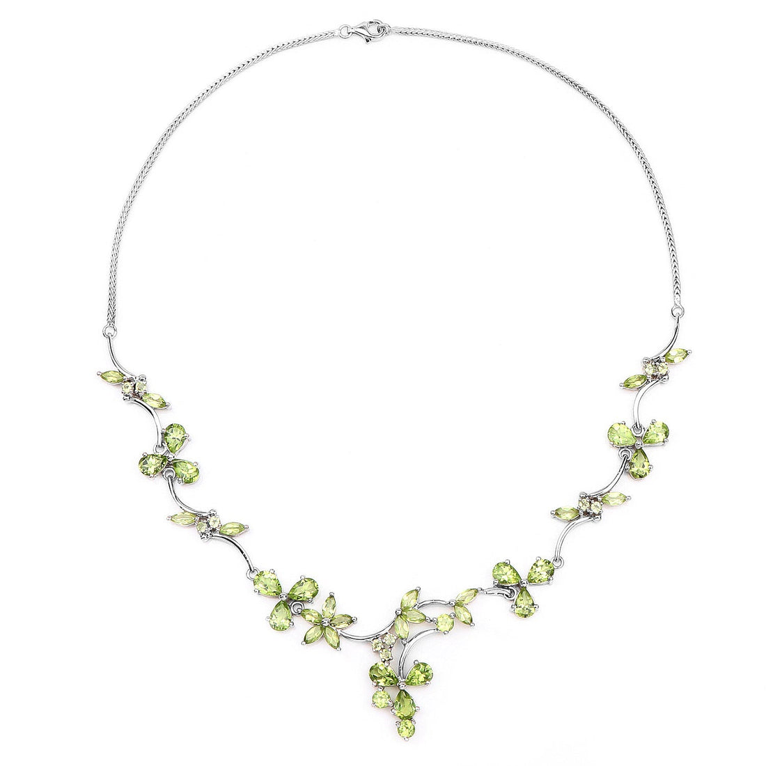 17.24 Carat Genuine Peridot .925 Sterling Silver Necklace  DestGlow