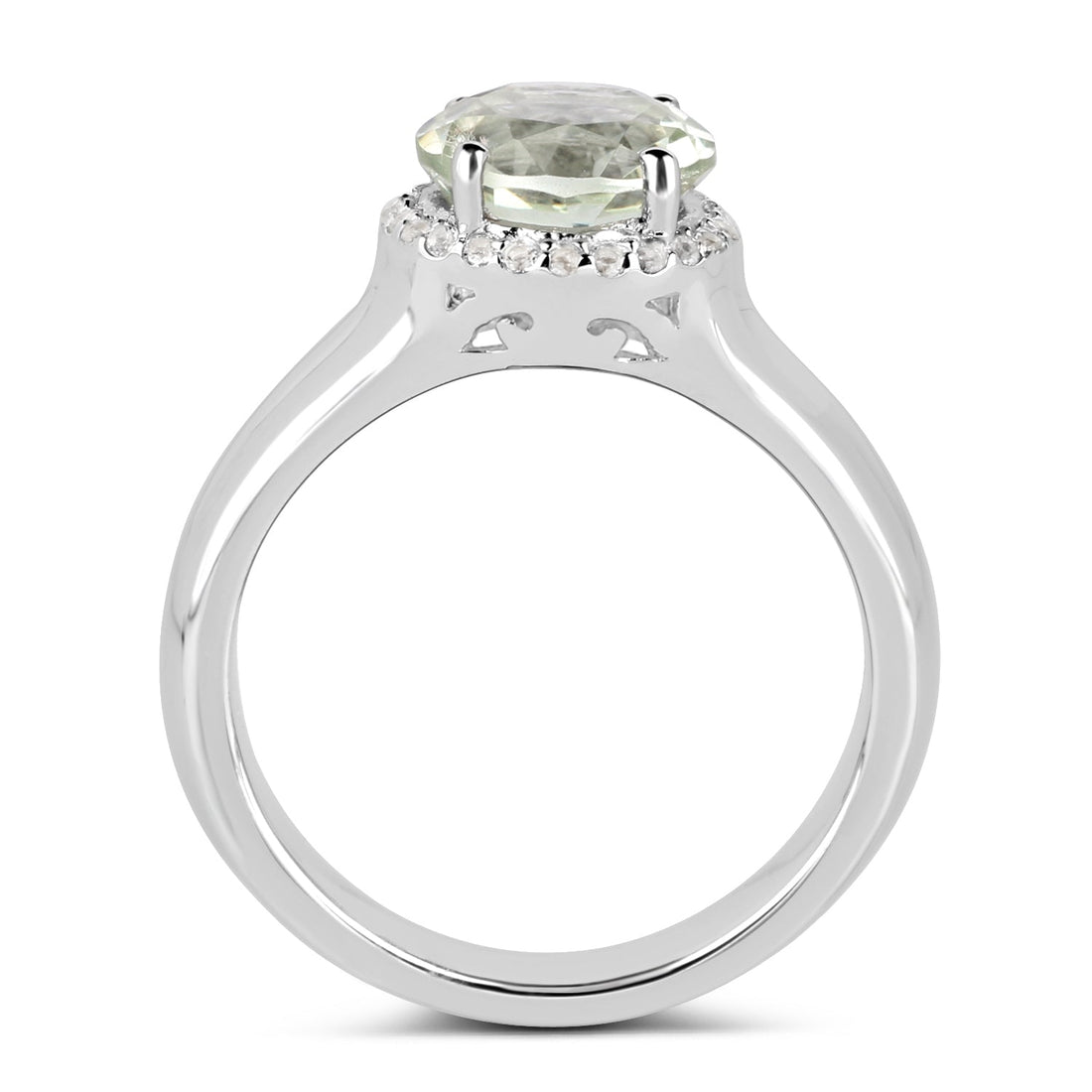 1.87 Carat Genuine Green Amethyst and White Topaz .925 Sterling Silver Ring by Bids.com