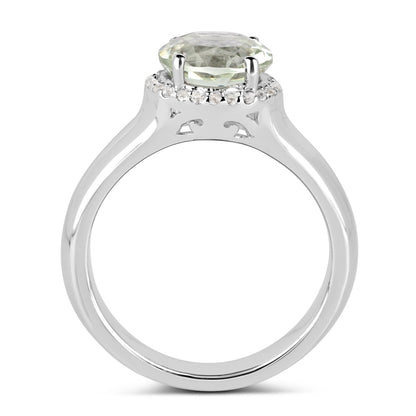 1.87 Carat Genuine Green Amethyst and White Topaz .925 Sterling Silver Ring by Bids.com
