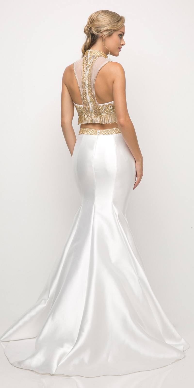 Cinderella Divine 84016 Beaded Bodice 2 Piece Mermaid Gown T-Back by DiscountDressShop