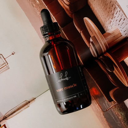 Sore Muscle Mineral Massage Oil by Mobaak Aromatherapy Shoppe