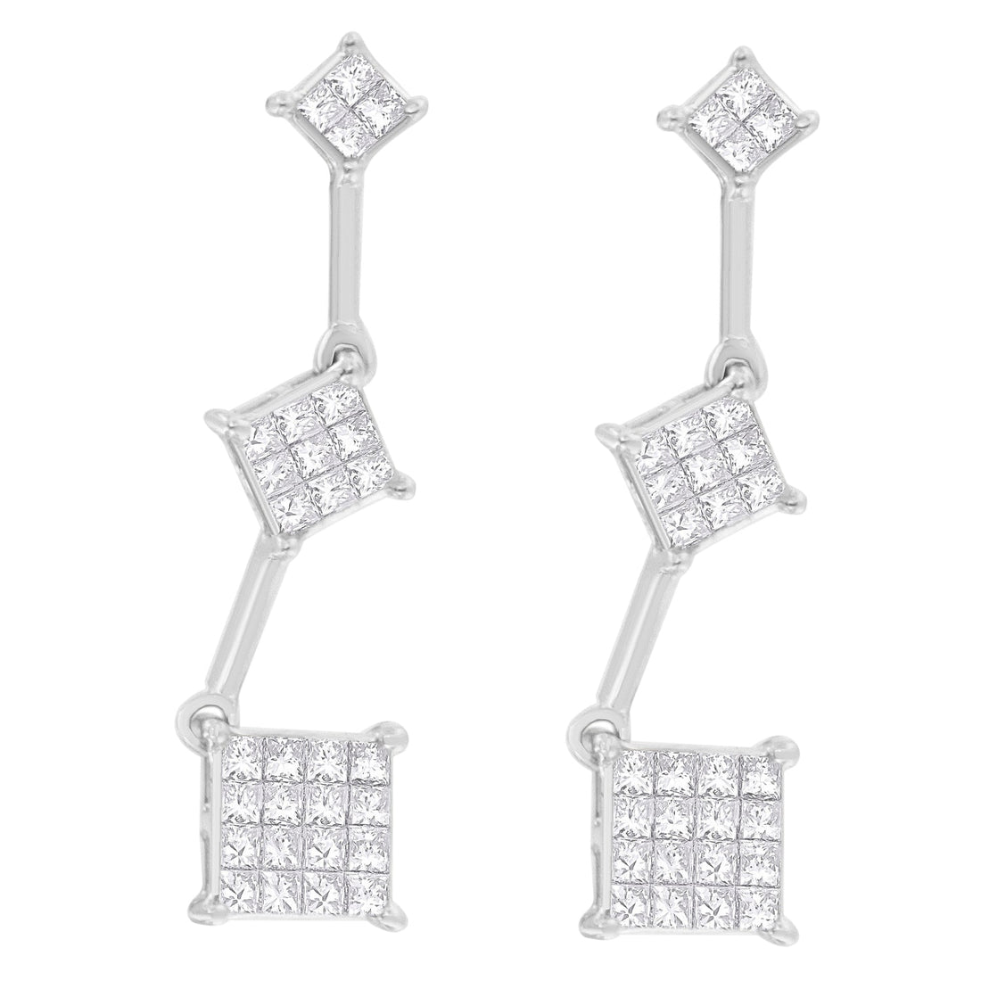 14K White Gold 1 cttw Princess Cut Diamond Earrings (G-H, VS1-VS2) by Bids.com