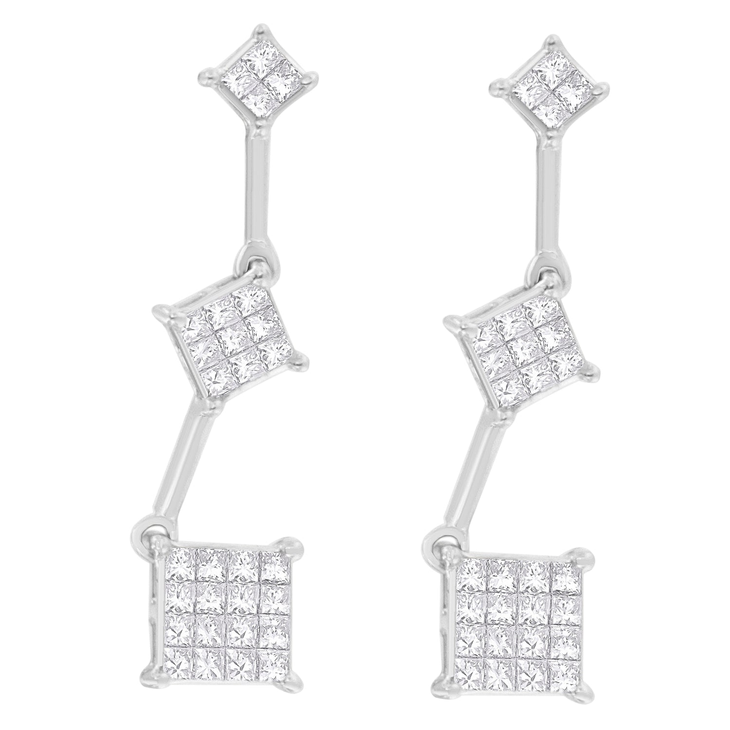 14K White Gold 1 cttw Princess Cut Diamond Earrings (G-H, VS1-VS2) by Bids.com
