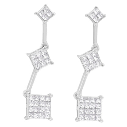 14K White Gold 1 cttw Princess Cut Diamond Earrings (G-H, VS1-VS2) by Bids.com