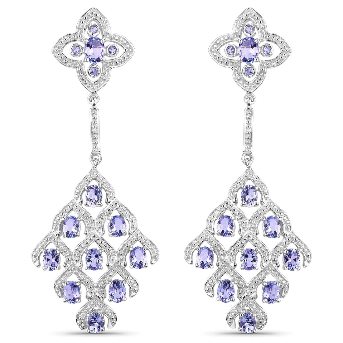 3.90 Carat Genuine Tanzanite and White Topaz .925 Sterling Silver Earrings by Bids.com