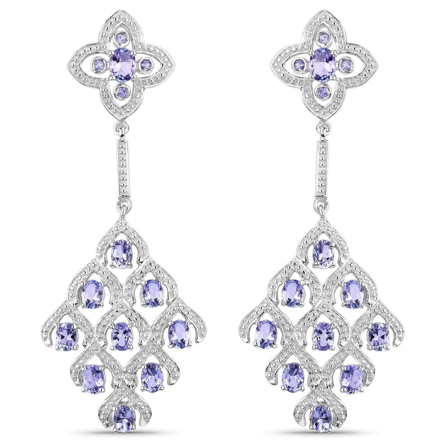 3.90 Carat Genuine Tanzanite and White Topaz .925 Sterling Silver Earrings by Bids.com