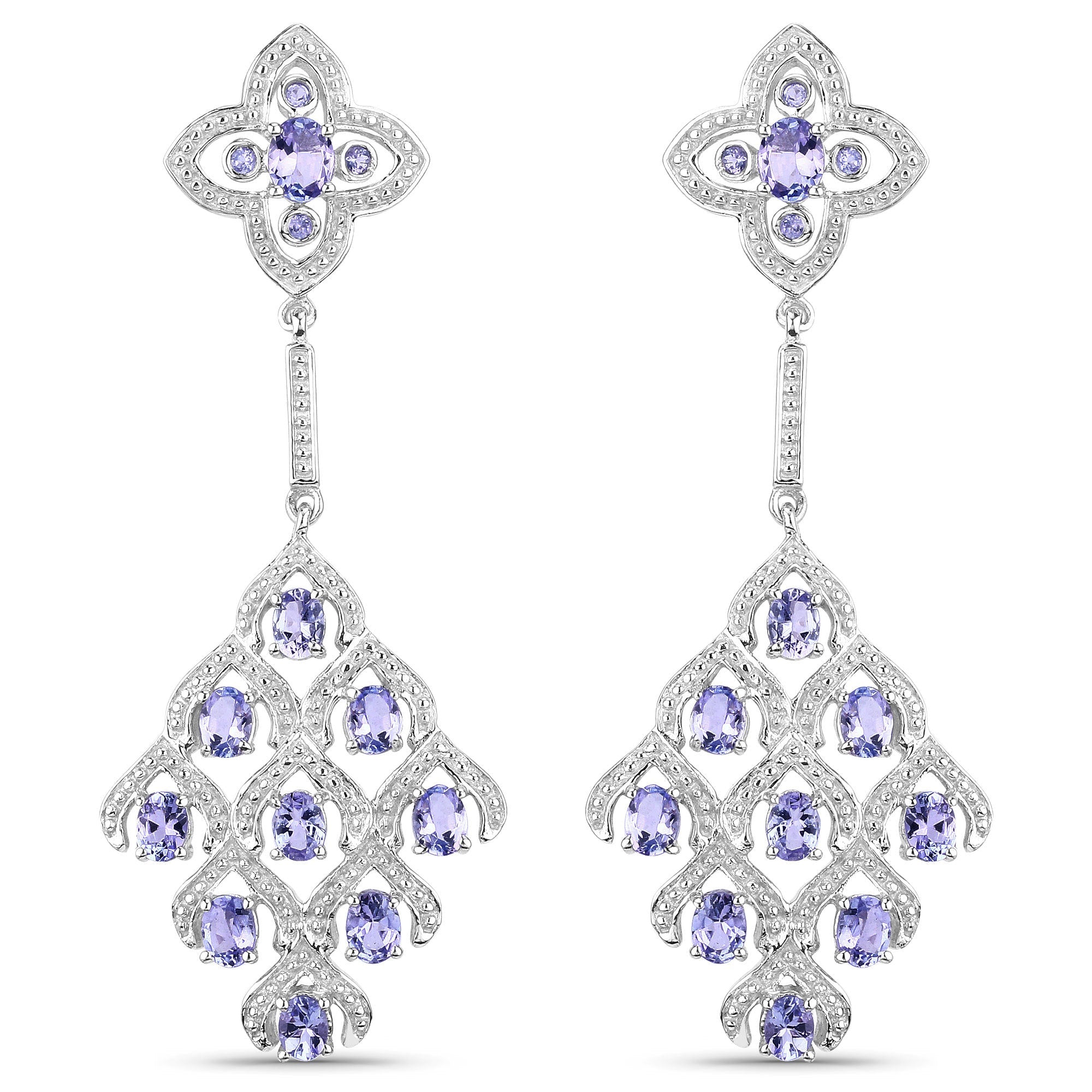 3.90 Carat Genuine Tanzanite and White Topaz .925 Sterling Silver Earrings by Bids.com