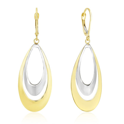 14k Two-Tone Gold Graduated Open Double Teardrop Earrings  DestGlow