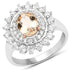 Two Tone Plated 2.30 Carat Genuine Peach Morganite and White Zircon .925 Sterling Silver Ring by Bids.com