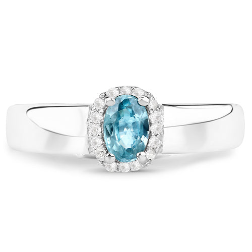 0.68 Carat Genuine Blue Zircon and White Zircon .925 Sterling Silver Ring by Bids.com