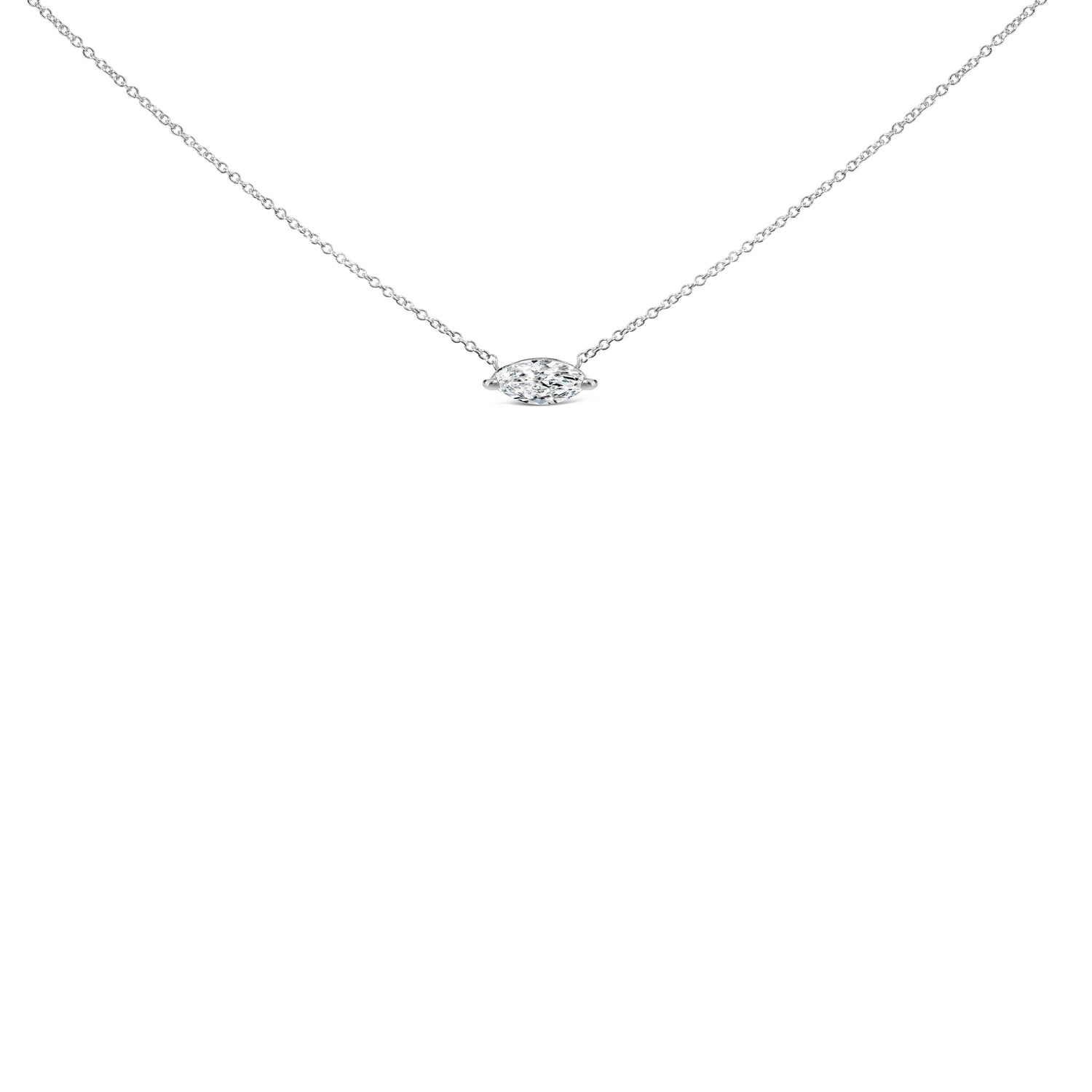 14K White Gold 1/2 Cttw Marquise Lab-Grown Diamond East West Solitaire 18" Pendant Necklace (F-G Color, VS2-SI1 Clarity) by Bids.com