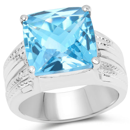 7.50 Carat Genuine Swiss Blue Topaz .925 Sterling Silver Ring by Bids.com