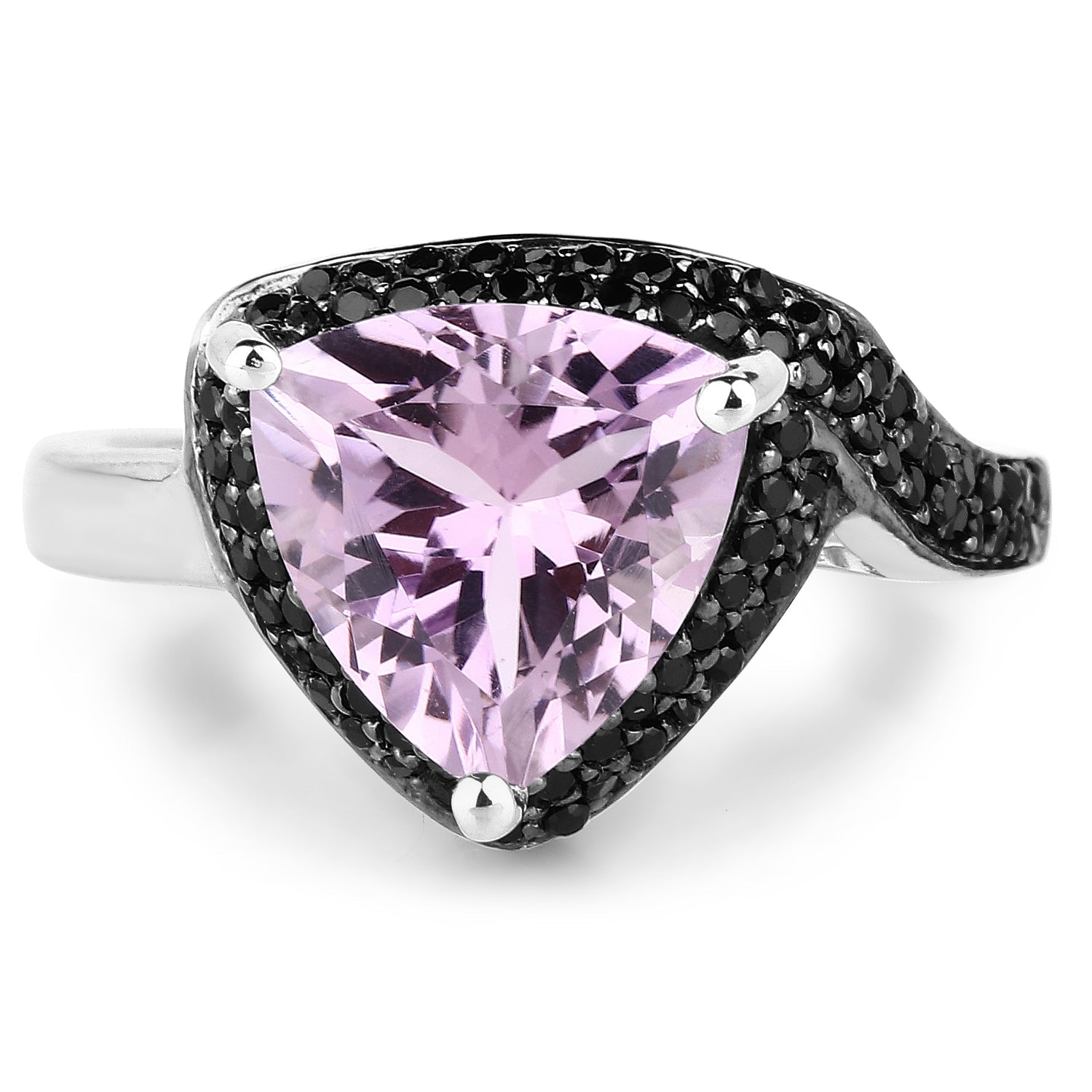 3.53 Carat Genuine Pink Amethyst and Black Spinel .925 Sterling Silver Ring by Bids.com