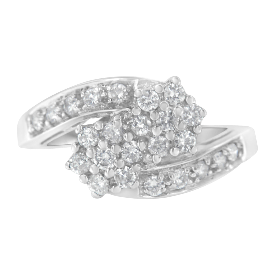 14KT White Gold Diamond Cluster Ring Band (7/8 cttw, H-I Color, I1-I2 Clarity) by Bids.com