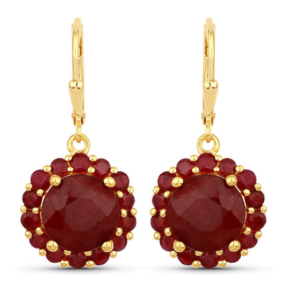 11.37 Carat Dyed Ruby and Ruby .925 Sterling Silver Earrings  DestGlow