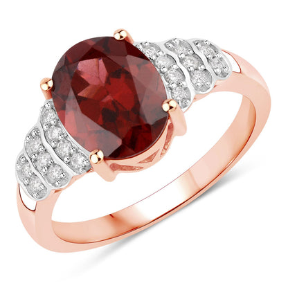 2.87 Carat Genuine Rhodolite and White Diamond 14K Rose Gold Ring by Bids.com