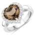 3.48 Carat Genuine Smoky Quartz and White Topaz .925 Sterling Silver Ring by Bids.com