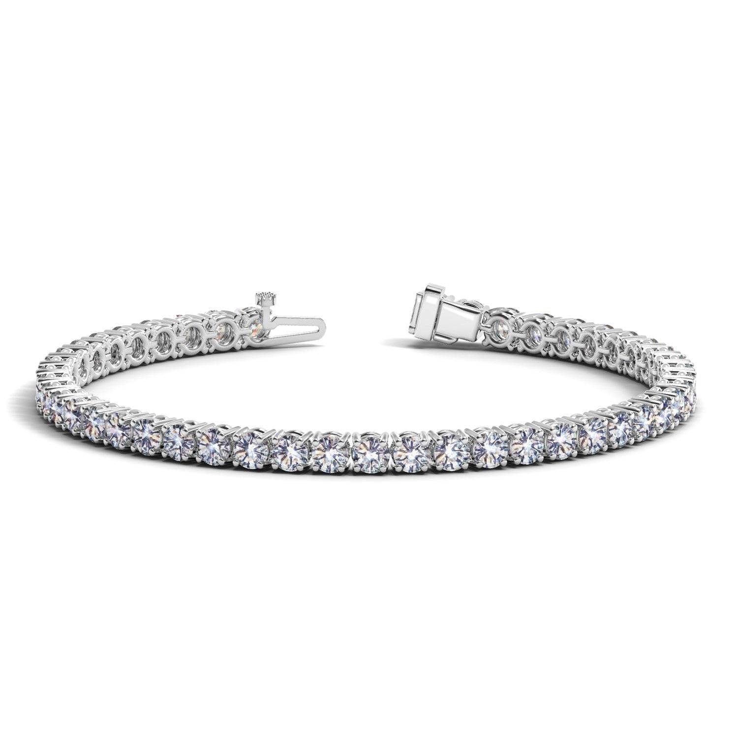 Lab Grown Round Diamond Tennis Bracelet in 14k White Gold (10 cctw F/G  VS2/SI1)  DestGlow