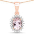 0.81 Carat Genuine Morganite and White Diamond 14K Rose Gold Pendant  DestGlow