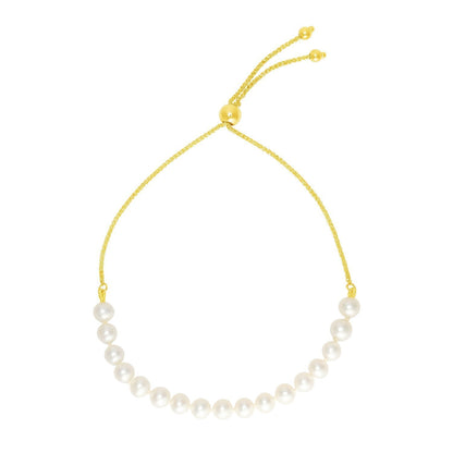 14k Yellow Gold Adjustable Friendship Bracelet with Pearls  DestGlow