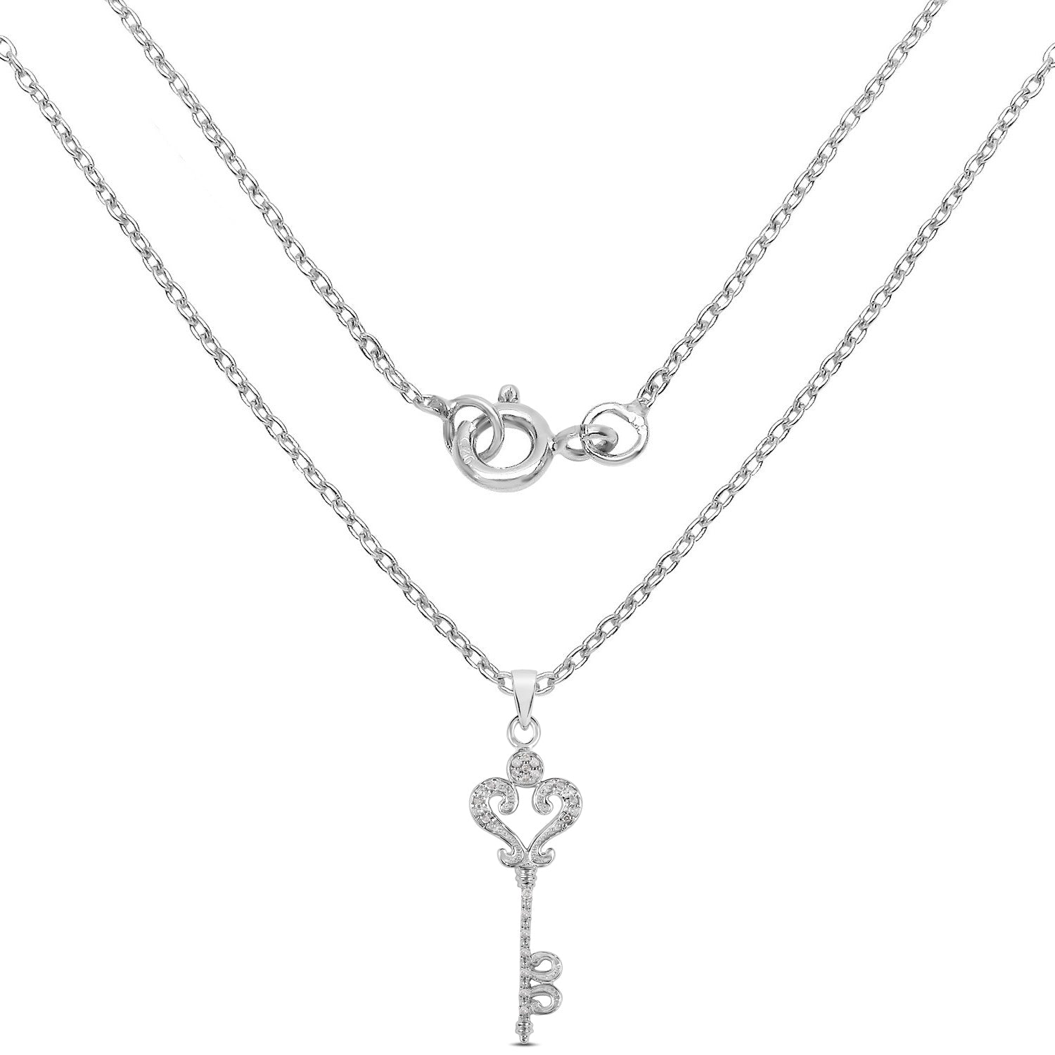 0.10 Carat Genuine White Diamond .925 Sterling Silver Pendant  DestGlow