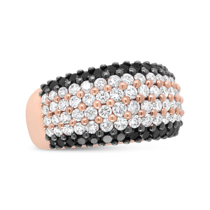 18K Rose Gold 2 1/5 Cttw Black and White Diamond 6 Row Band Ring (F-G and Black Color, VS1-VS2 Clarity) - Ring Size 7 by Bids.com