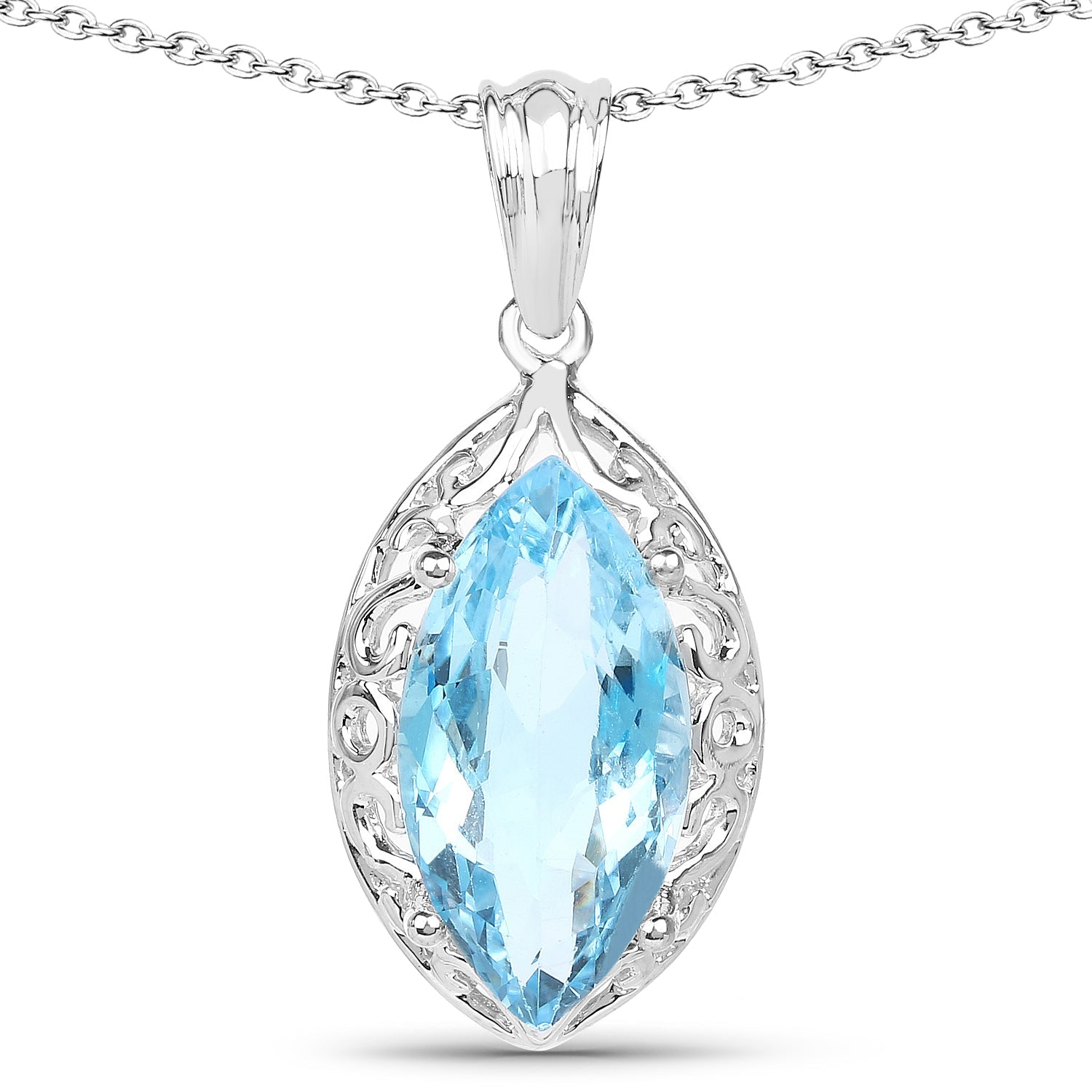 8.22 Carat Genuine Swiss Blue Topaz .925 Sterling Silver Pendant by Bids.com