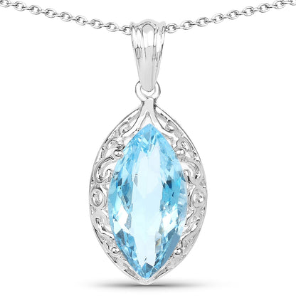 8.22 Carat Genuine Swiss Blue Topaz .925 Sterling Silver Pendant by Bids.com