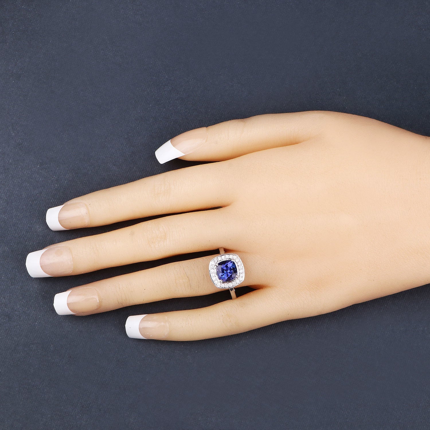 2.26 Carat Genuine Tanzanite and White Diamond 14K White Gold Ring by Bids.com