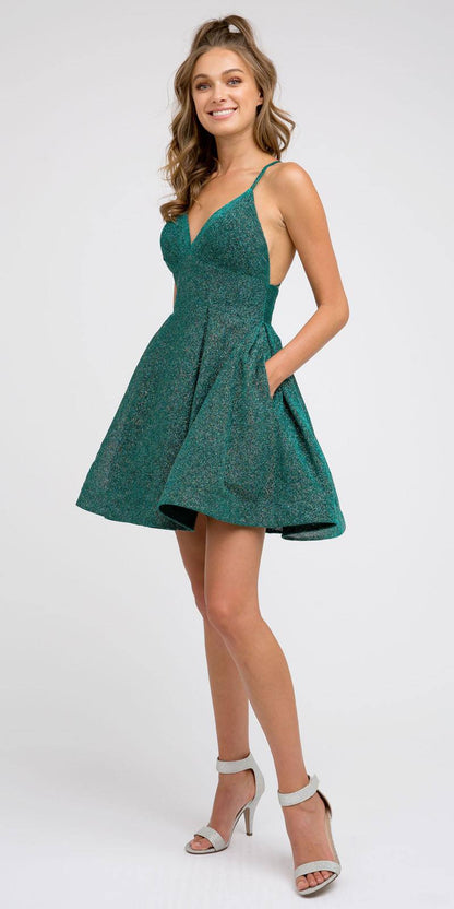 CLEARANCE - Juliet 850 Short V-Neck A-Line Dress with Pockets (Size Small) by DiscountDressShop