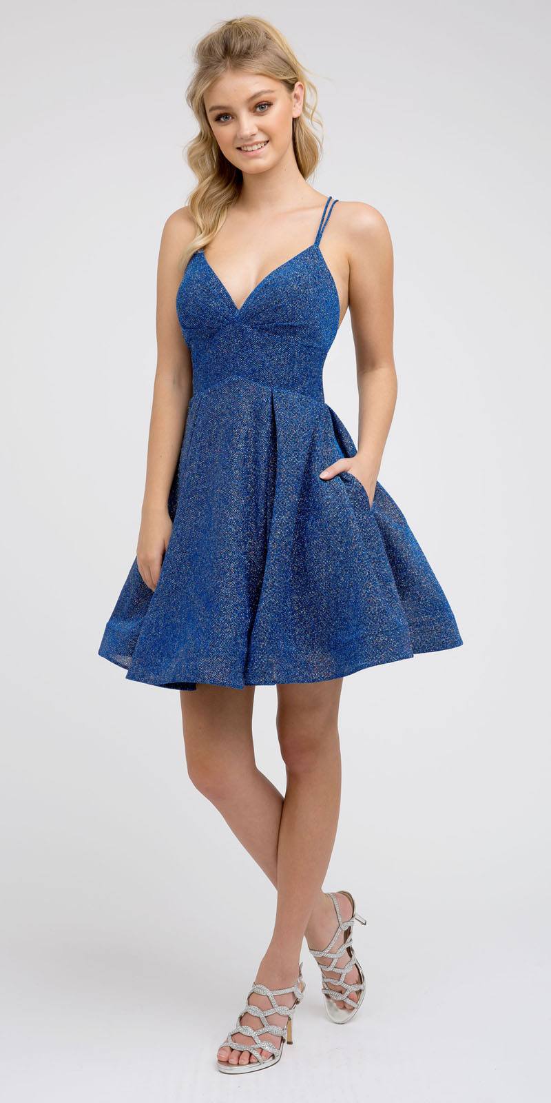 CLEARANCE - Juliet 850 Short V-Neck A-Line Dress with Pockets (Size XS) by DiscountDressShop