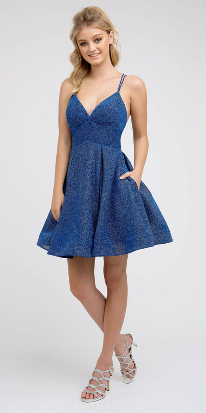 CLEARANCE - Juliet 850 Short V-Neck A-Line Dress with Pockets (Size Small) by DiscountDressShop