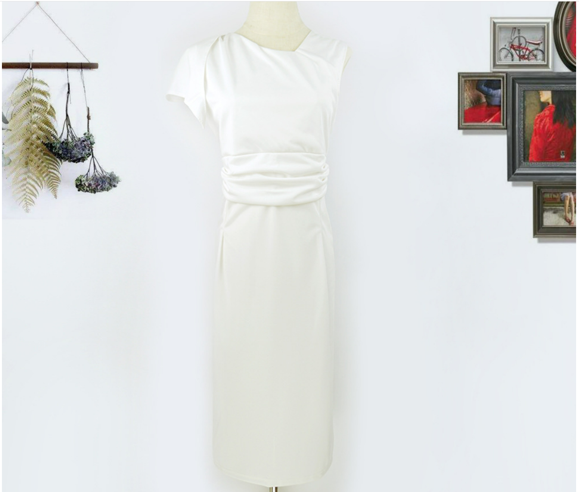 Ruffle Sleeve Pleated Slim Pencil Tight Dress Evening Dress by Ragazza