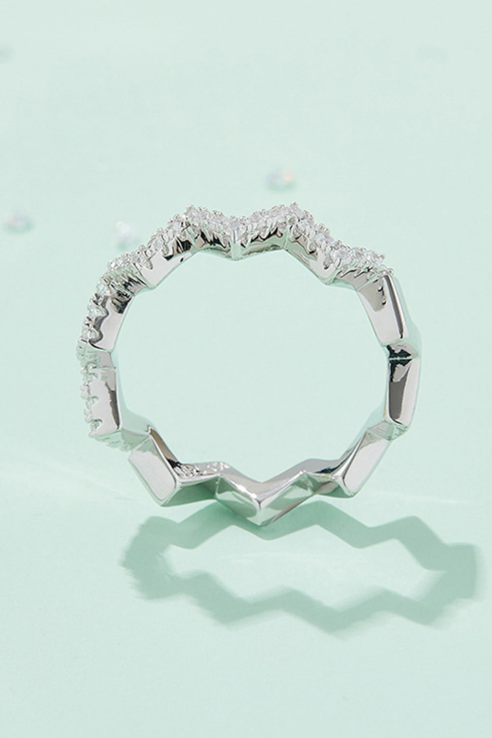 Sparkala™ Wavy Band Ring (Platinum Over Pure Sterling Silver) by Sparkala