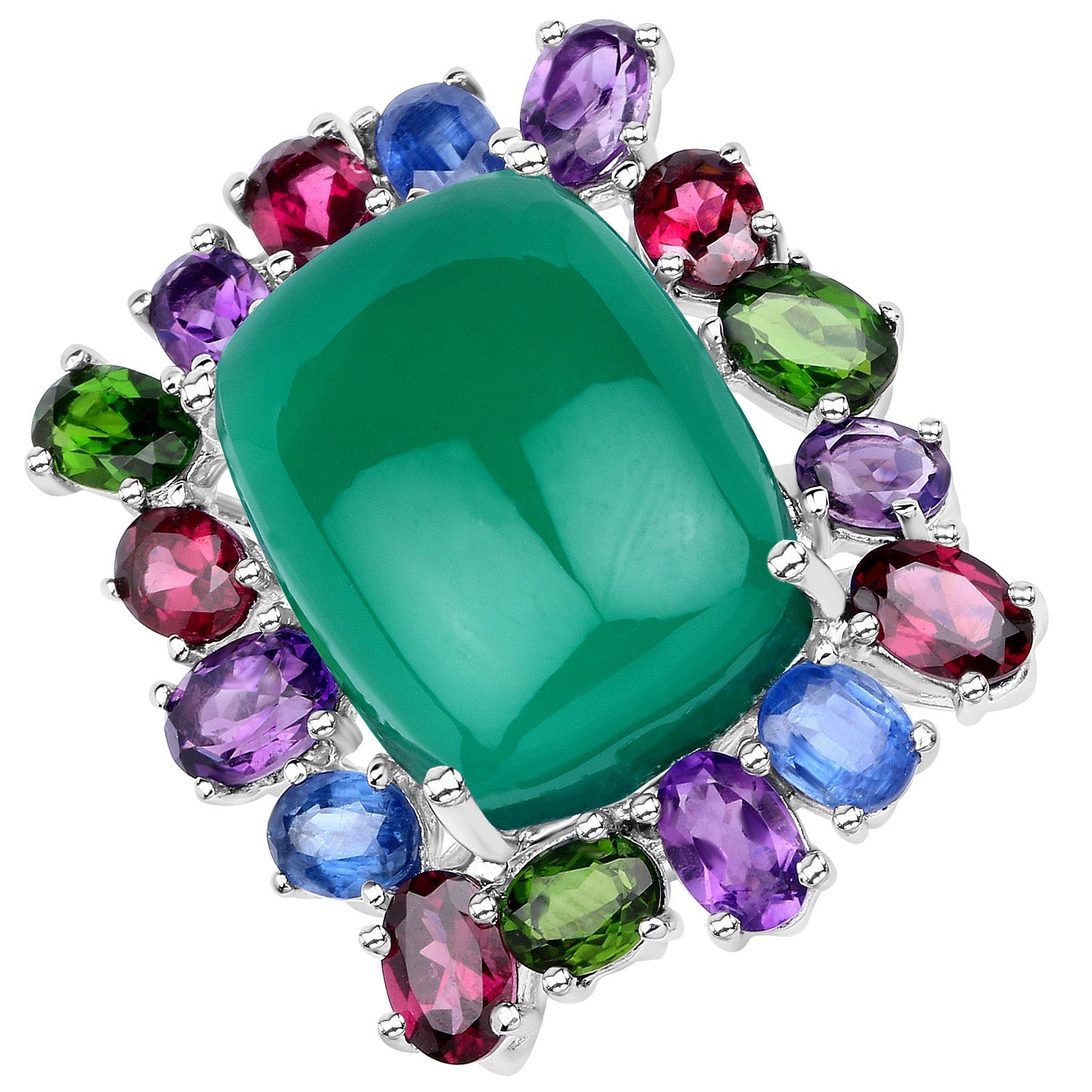 26.67 Carat Genuine Multi Stones .925 Sterling Silver Ring by Bids.com