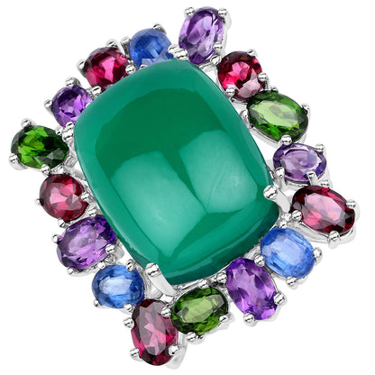 26.67 Carat Genuine Multi Stones .925 Sterling Silver Ring by Bids.com