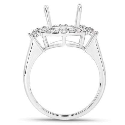 0.83 Carat Genuine White Diamond 14K White Gold Semi Mount Ring - holds 11x9mm Oval Gemstone by Bids.com