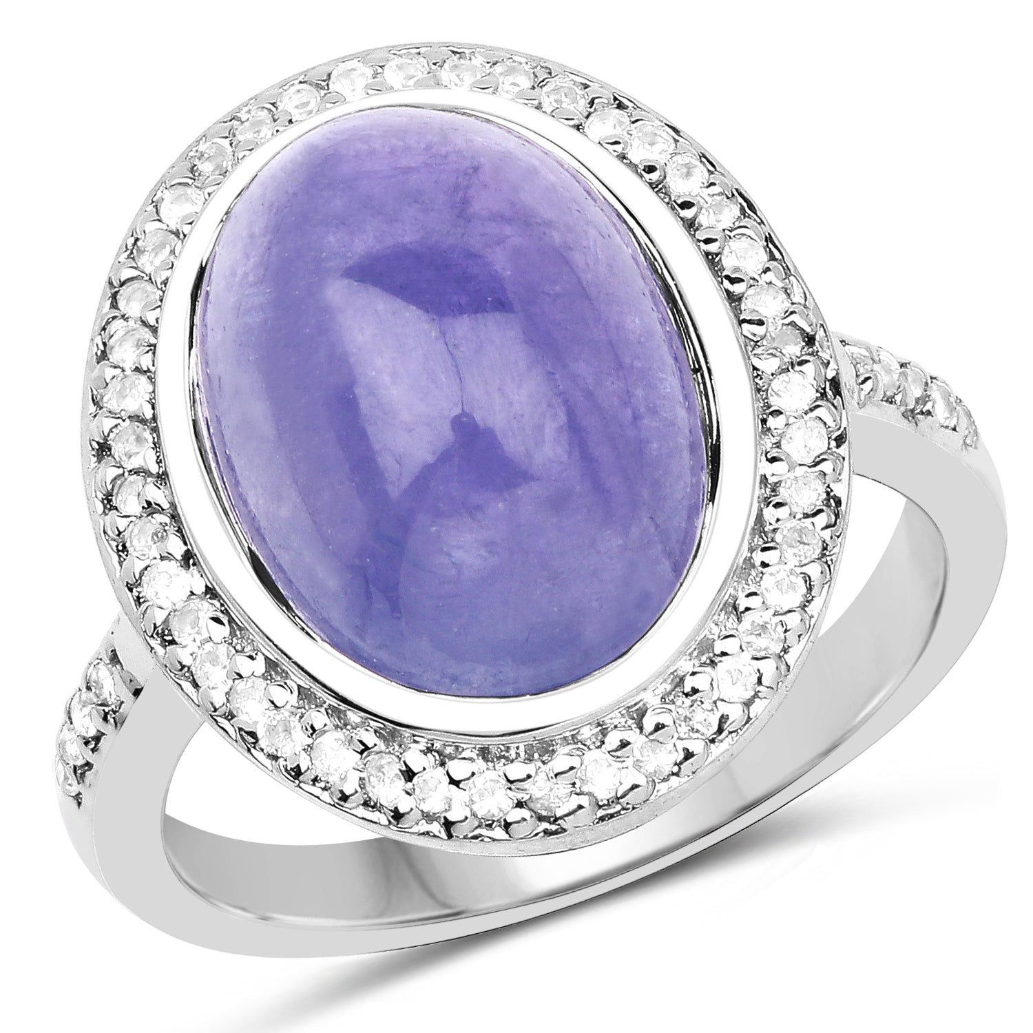 8.26 Carat Genuine Tanzanite &amp; White Topaz .925 Sterling Silver Ring by Bids.com