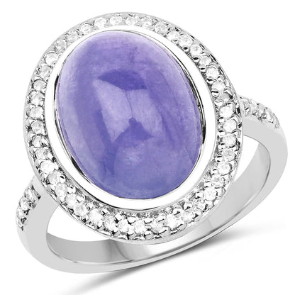 8.26 Carat Genuine Tanzanite &amp; White Topaz .925 Sterling Silver Ring by Bids.com