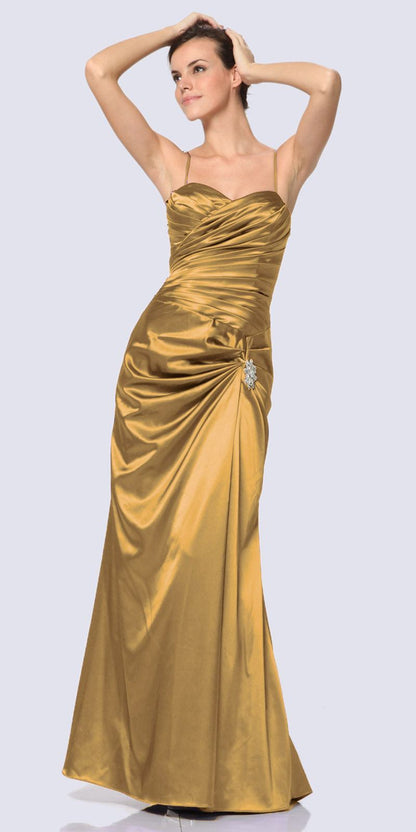 CLEARANCE - Cinderella Divine 8530 Satin Dress Ruched Bodice Sweetheart by DiscountDressShop