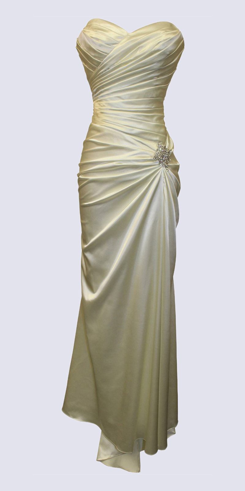 CLEARANCE - Cinderella Divine 8530 Satin Dress Ruched Bodice Sweetheart by DiscountDressShop