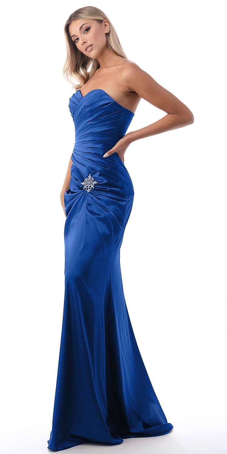 CLEARANCE - Cinderella Divine 8530 Satin Dress Ruched Bodice Sweetheart by DiscountDressShop