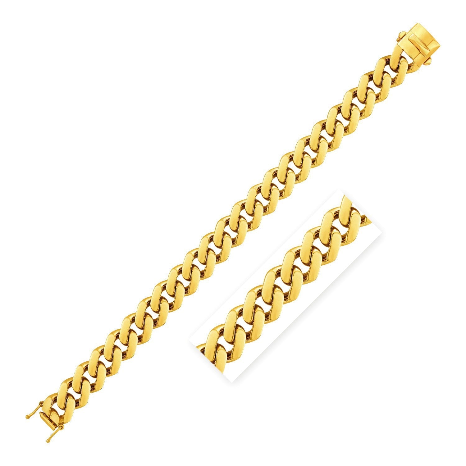 14k Yellow Gold 8 1/2 inch Wide Polished Curb Chain Bracelet by Bids.com