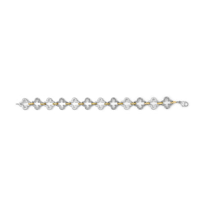 .925 Two-tone Sterling Silver 1/10 Cttw Natural Round Diamond Fashion Tennis Bracelet (I-J Color, I1-I2 Clarity) - 7" by Bids.com